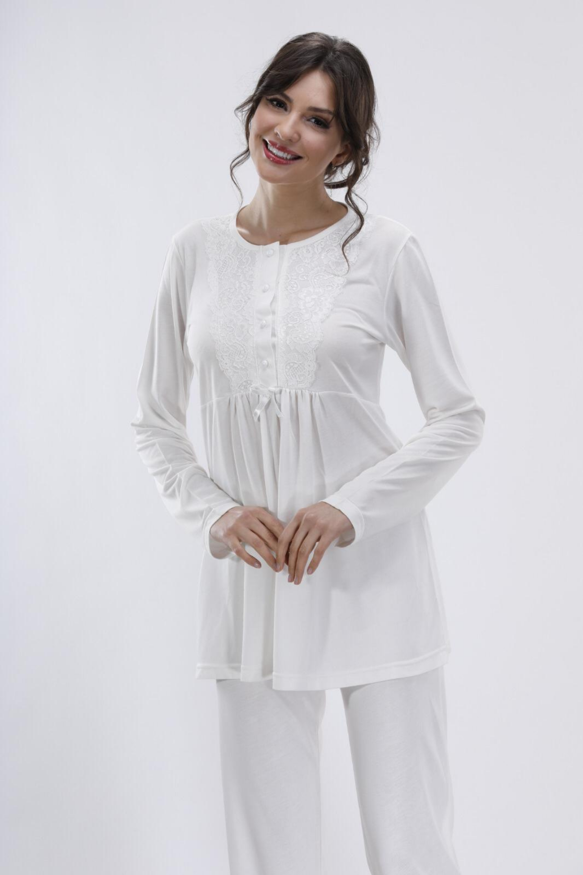 Ekru Hamile Ve Lohusa Pijama Takımı 3'lü Set