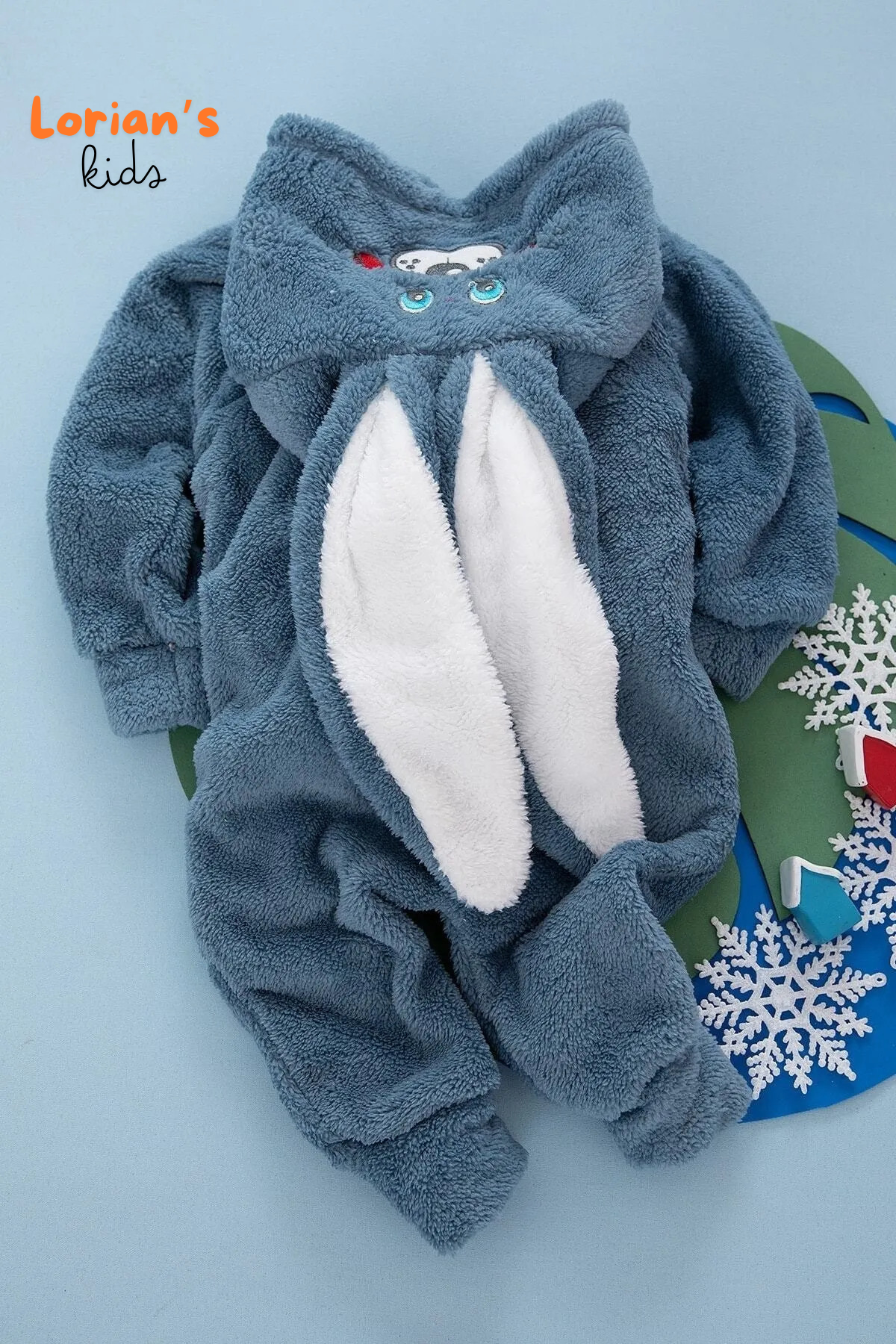 Lacivert Tavşan Unisex Yumuşak Peluş Fermuarlı Bebek Tulumu