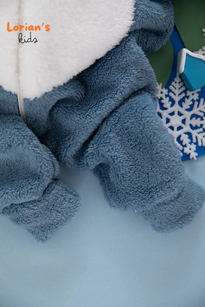 Lacivert Tavşan Unisex Yumuşak Peluş Fermuarlı Bebek Tulumu
