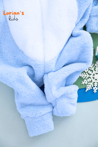 Welsoft Erkek Mavi Tavşan Yumuşak Peluş Fermuarlı Bebek Tulumu - 6 Yaş