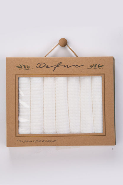 Ekru Natural Bebek Soft Petek Dokulu Penye Ağız Mendili - 7'li - %100 Organik