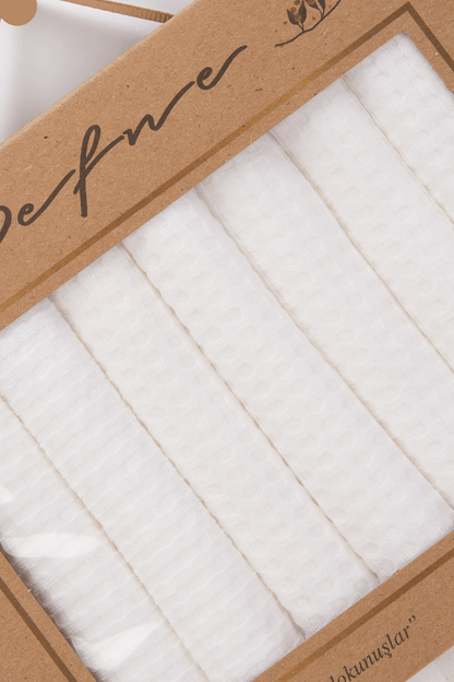 Ekru Natural Bebek Soft Petek Dokulu Penye Ağız Mendili - 7'li - %100 Organik