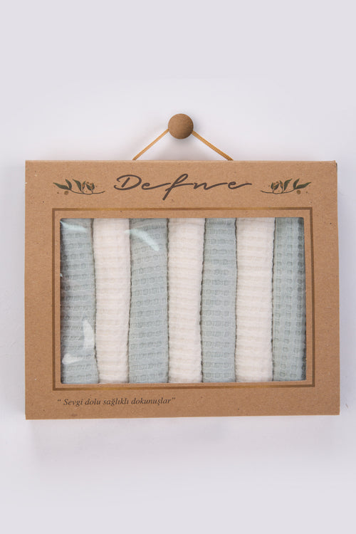 Natural Bebek Soft Petek Dokulu Penye Ağız Mendili - 7'li - %100 Organik - Su Yeşili