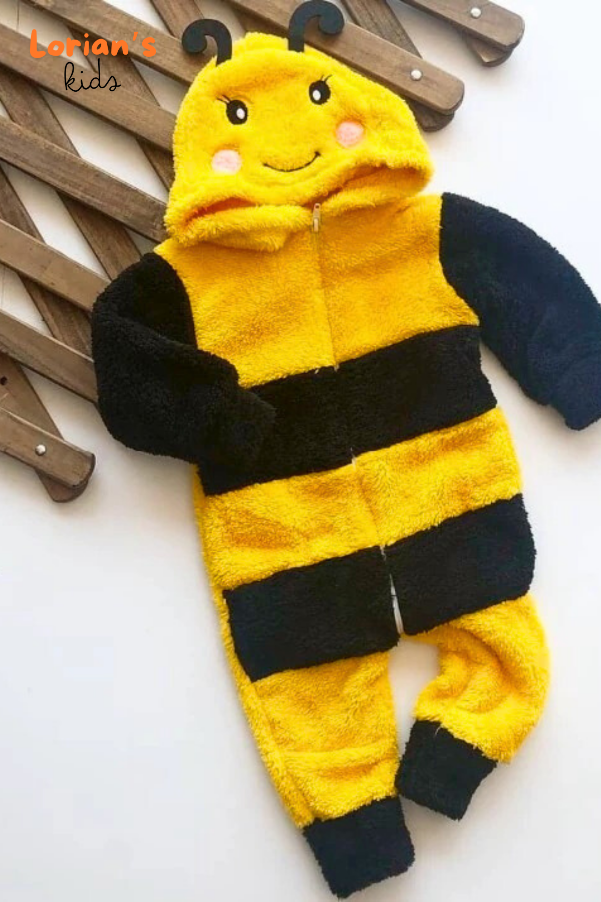 Arı Yumuşak Peluş Fermuarlı Bebek Tulumu - Sarı