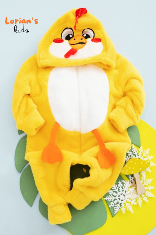 Welsoft Civciv Yumuşak Peluş Fermuarlı Bebek Tulumu - 3 Yaş - Açık Sarı