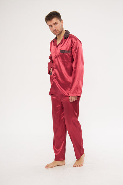 Bordo Erkek Ropdöşambır Ve Saten Pijama Takımı 4'lü Set