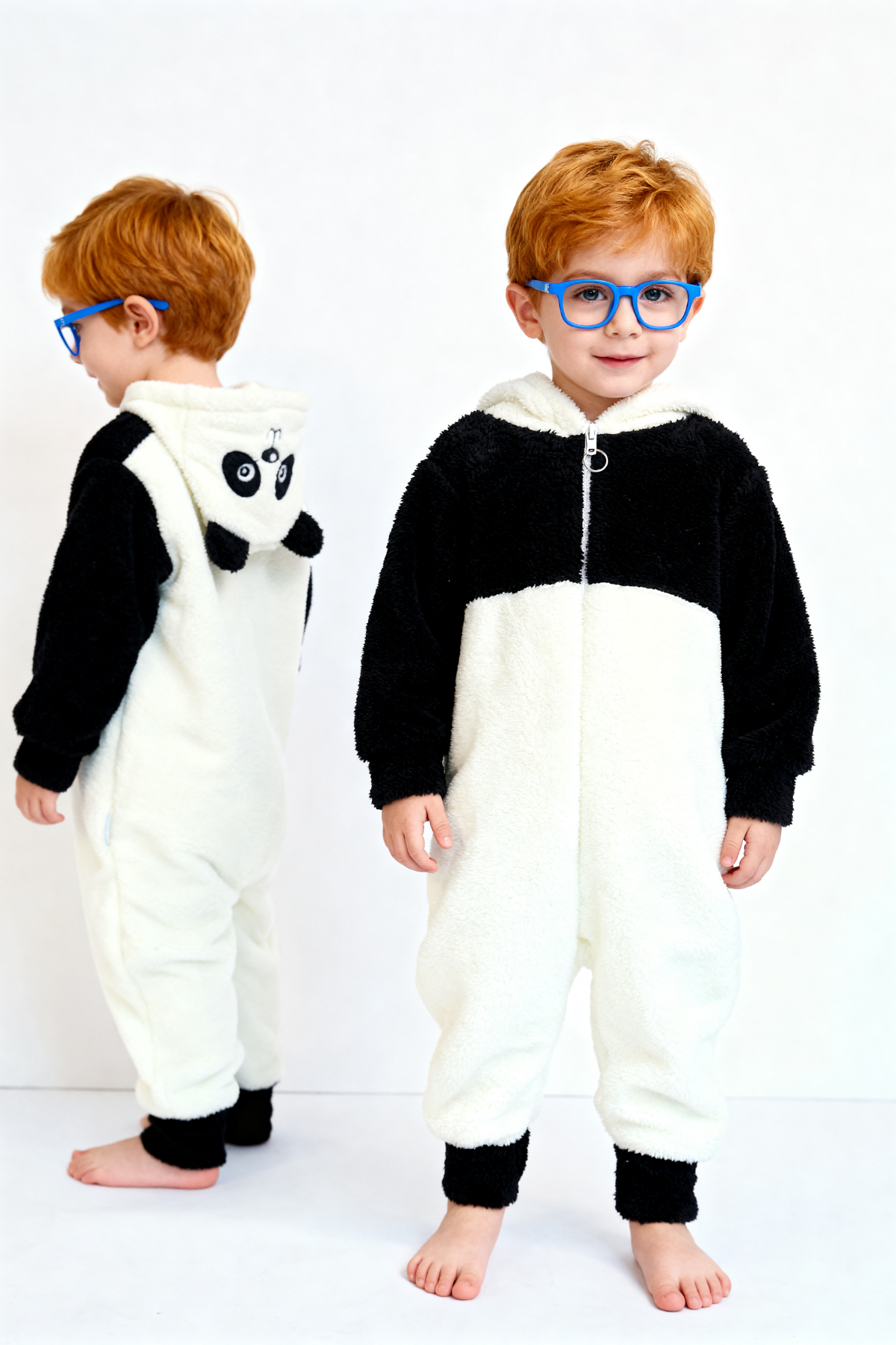 Welsoft Panda Yumuşak Peluş Fermuarlı Bebek ve Uyku Tulumu - Siyah