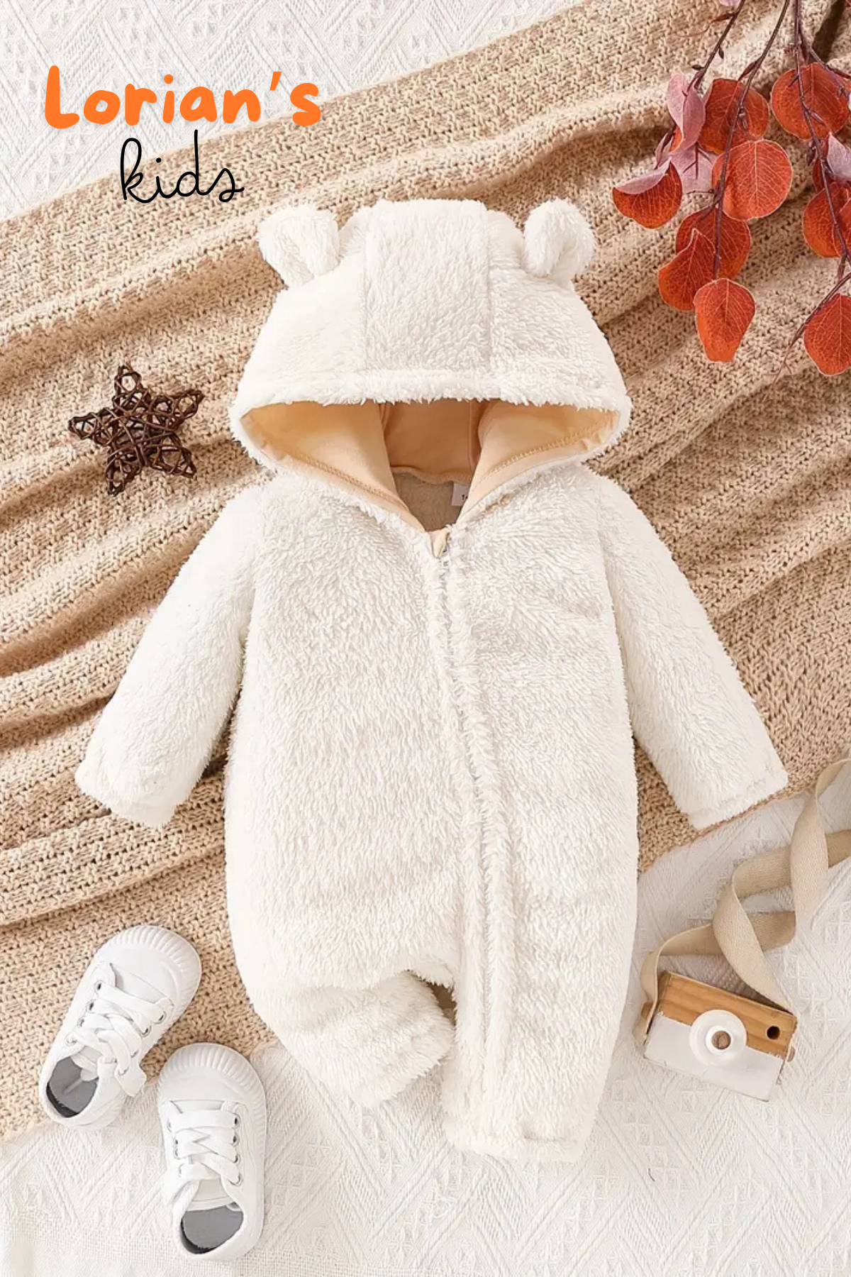 Welsoft Ayıcık Peluş Çocuk Tulumu Unisex - Ekru