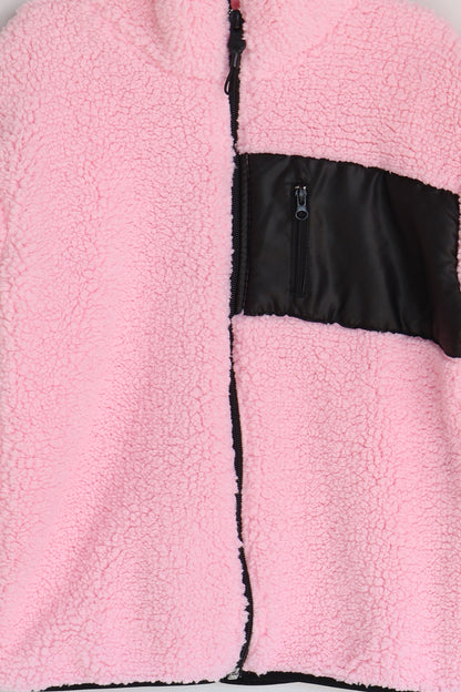 Çocuk Lastik Manşetli Fermuarlı Kuzu Wellsoft Peluş Ceket 2-5 YAŞ - Pembe