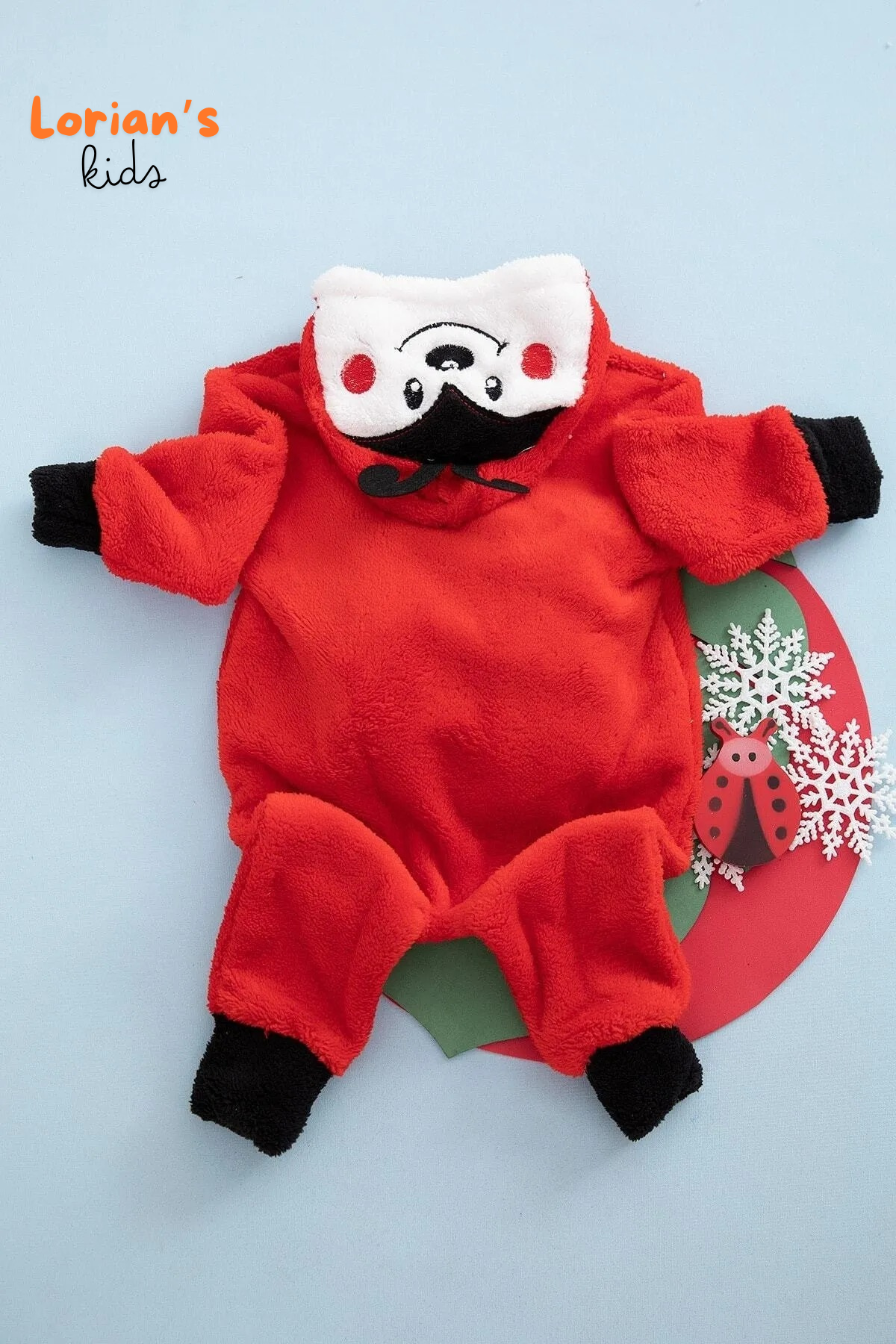 Welsoft Uğurböceği Yumuşak Peluş Fermuarlı Bebek Tulumu - 6 Yaş - Kırmızı