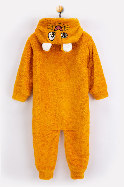 Welsoft Aslan Kostümlü Yumuşak Peluş Fermuarlı Bebek & Çocuk Tulumu - Uyku Tulumu - Hardal