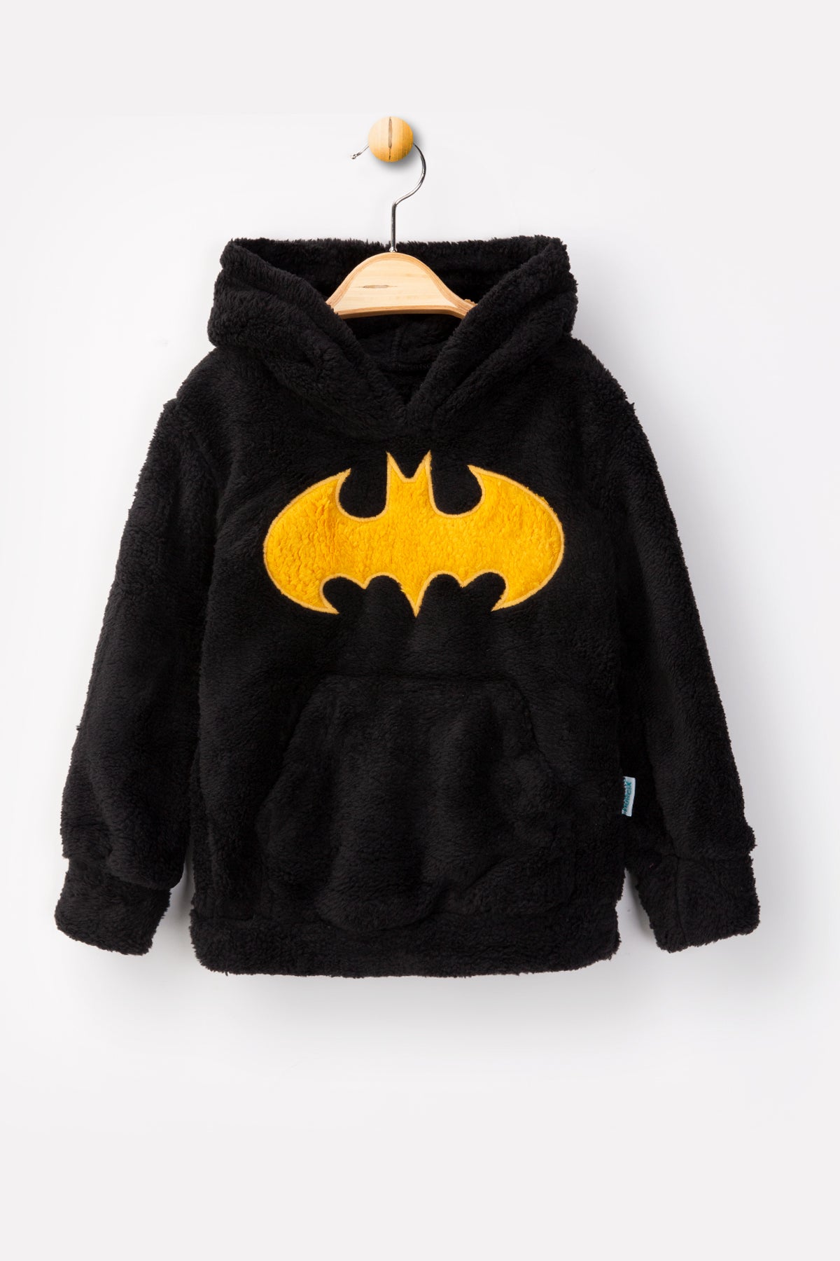 Welsoft Siyah Batman Desenli Kapşonlu Yumuşak Peluş Fermuarlı Alt - Üst Çocuk Takımı