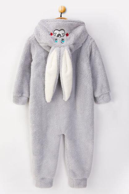 Welsoft Gri Tavşan Yumuşak Peluş Fermuarlı Bebek ve Uyku Tulumu